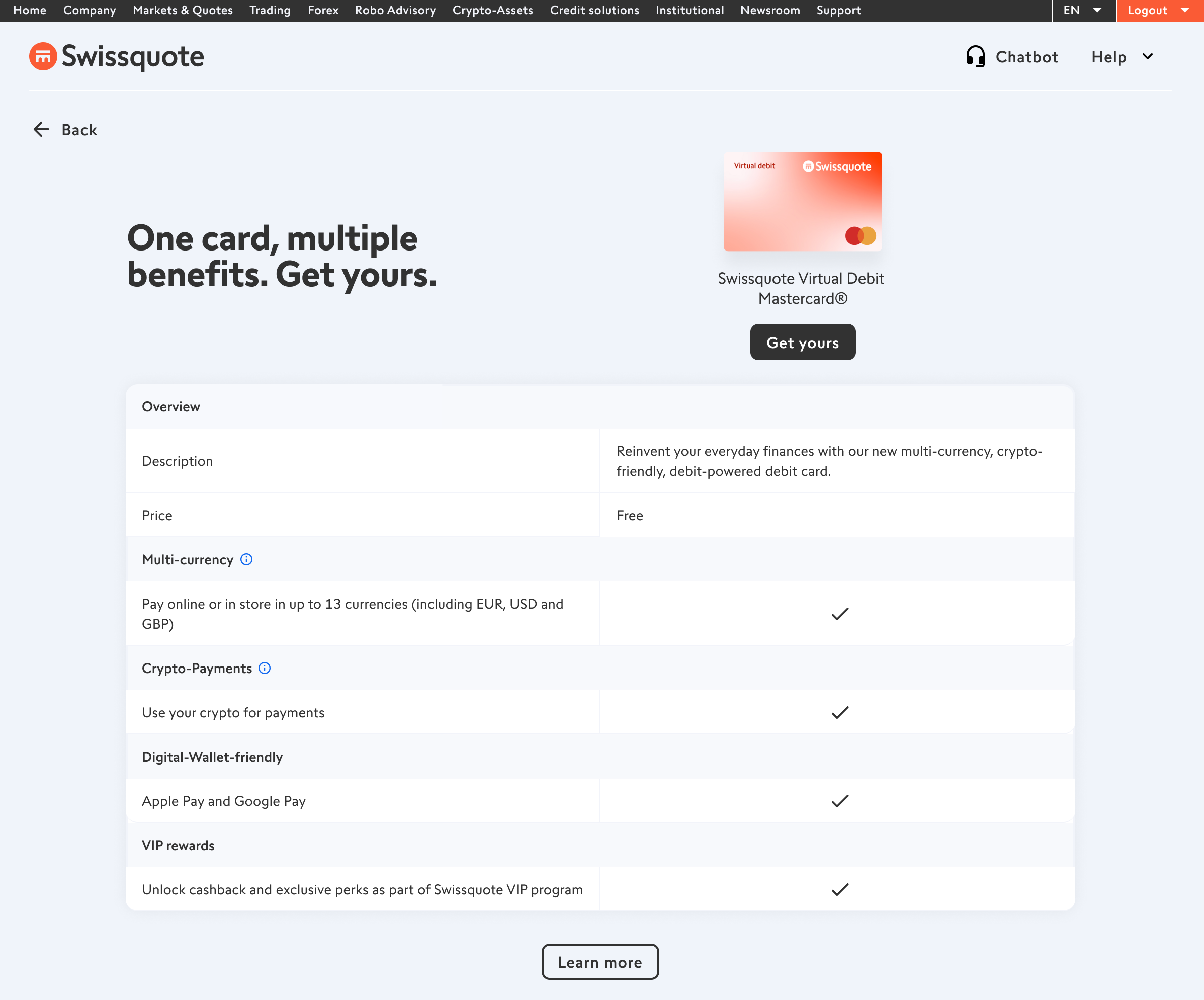 Swissquote Debit Mastercard: Package bancaire complet | Swissquote